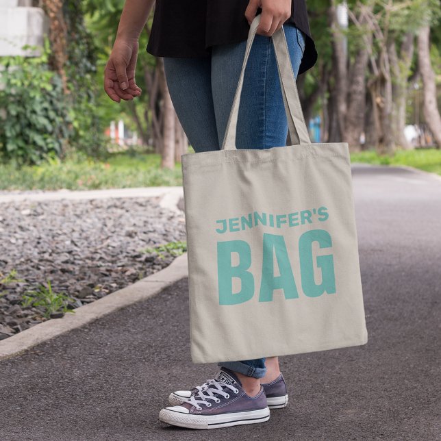 Personalised Teal Name Tote Bag (Creator Uploaded)