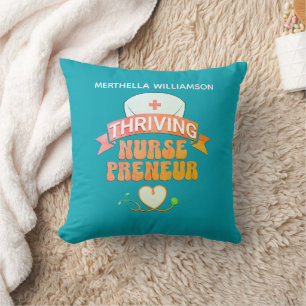 Personalised Teal NURSEPRENEUR Nurse Entrepreneur Cushion
