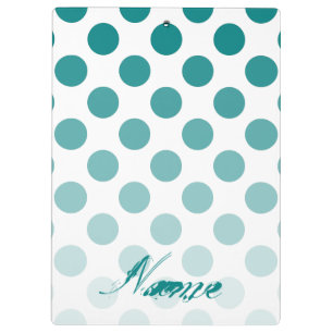 Personalised Teal Ombre Polka Dots Clipboard