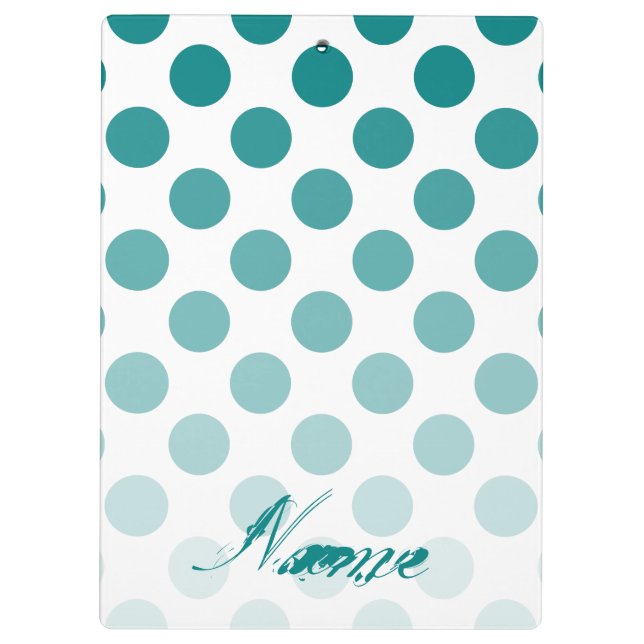 Personalised Teal Ombre Polka Dots Clipboard (Back)