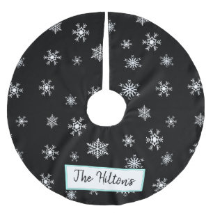 Personalised Teal Snowflake Christmas Skirt Brushed Polyester Tree Skirt