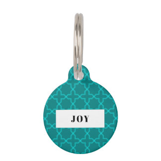 Personalised Teal Star Pattern Pile Pet Tag