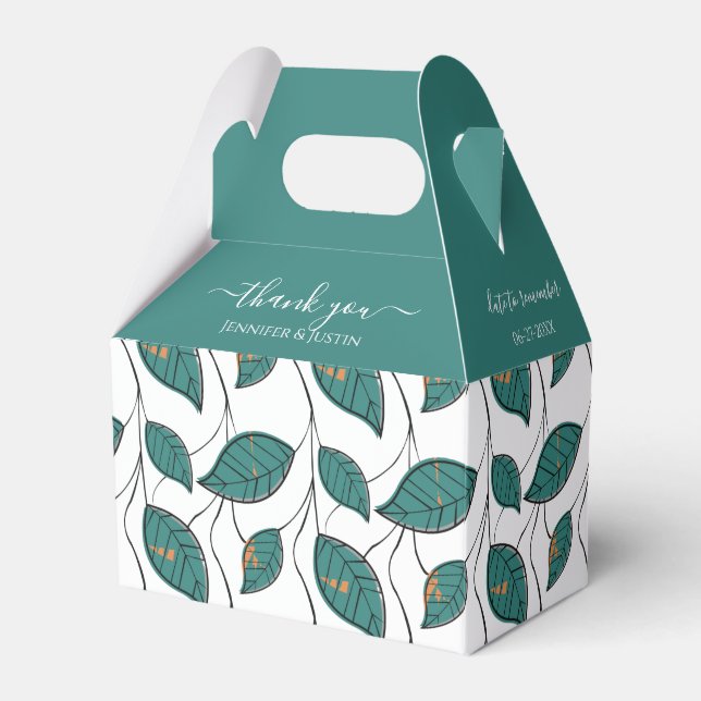Personalised Teal Wedding Colours  Favour Box (Front Side)