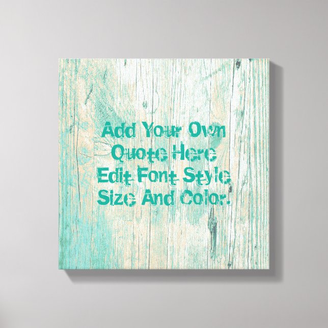 Personalised teal wooden pattern canvas print (Front)