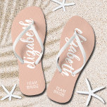 Personalised Team Bride Blush and White<br><div class="desc">Pale blush pink and white - or any colour - flip flops personalised with your name and "Team Bride" or any wording you choose. Great bridesmaid gift, bachelorette party, flat shoes for the wedding reception, or a fun bridal shower favour. Change the colour straps and footbed, too! More colours done...</div>