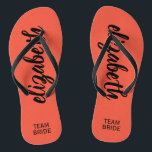 Personalised Team Bride Peach Jandals<br><div class="desc">Peach - or any colour - flip flops personalised with your name and "Team Bride" or any wording you choose. Change the colour straps,  too!</div>