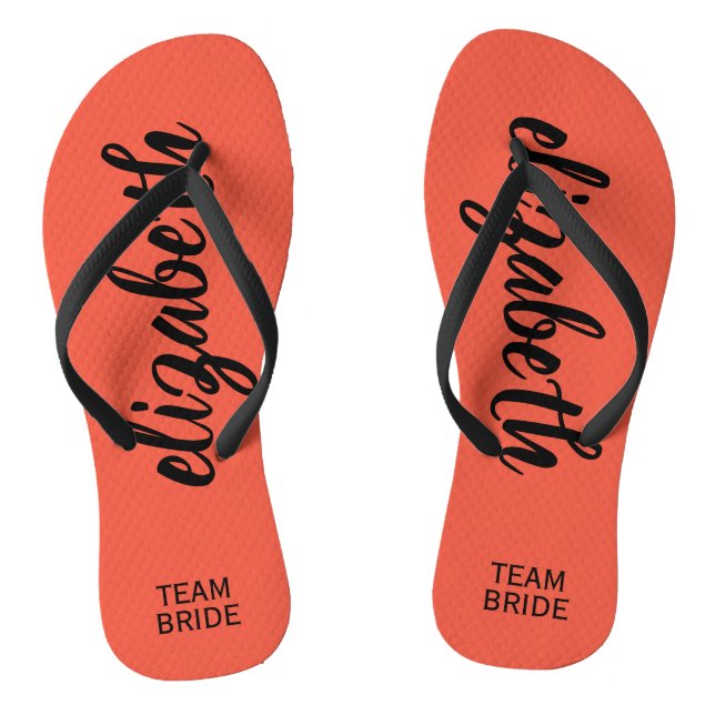 Personalised Team Bride Peach Jandals (Footbed)