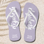 Personalised Team Bride Periwinkle and White<br><div class="desc">Periwinkle and white - or any colour - flip flops personalised with your name and "Team Bride" or any wording you choose. Great bridesmaid gift, bachelorette party, flat shoes for the wedding reception, or a fun bridal shower favour. Change the colour straps and footbed, too! More colours done for you...</div>