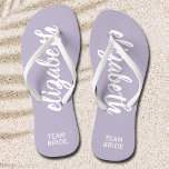 Personalised Team Bride Periwinkle and White Jandals<br><div class="desc">Periwinkle and white - or any colour - flip flops personalised with your name and "Team Bride" or any wording you choose. Great bridesmaid gift, bachelorette party, flat shoes for the wedding reception, or a fun bridal shower favour. Change the colour straps and footbed, too! More colours done for you...</div>