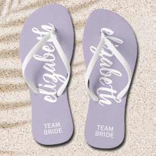 Personalised Team Bride Periwinkle and White Jandals