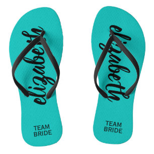 Personalised Team Bride Turquoise Jandals