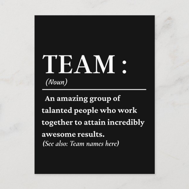 Personalised Team Definition Best Team Ever Postcard (Front)