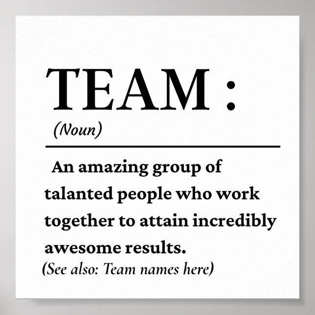 Personalised Team definition best team ever Poster (Front)