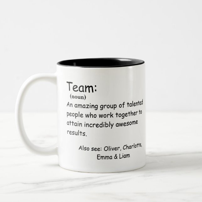 Personalised Team Definition employee appreciation Two-Tone Coffee Mug (Left)