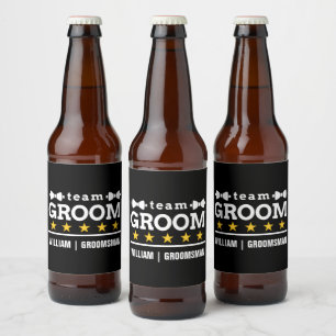 Personalised Team Groom Groomsman Beer Bottle Label