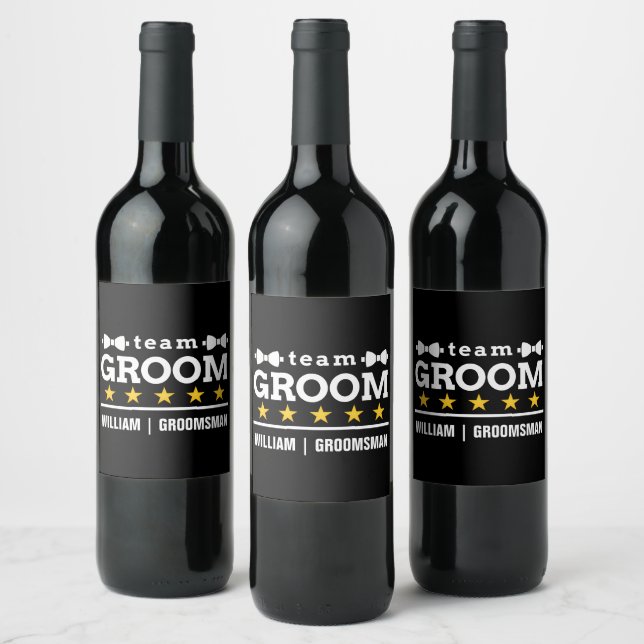 Personalised Team Groom Groomsman Wine Label (Bottles)