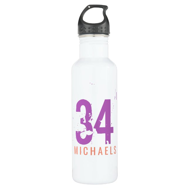 Personalised Team Jersey Number Custom Colours 710 Ml Water Bottle (Front)