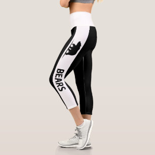 Personalised team logo black white  capri leggings