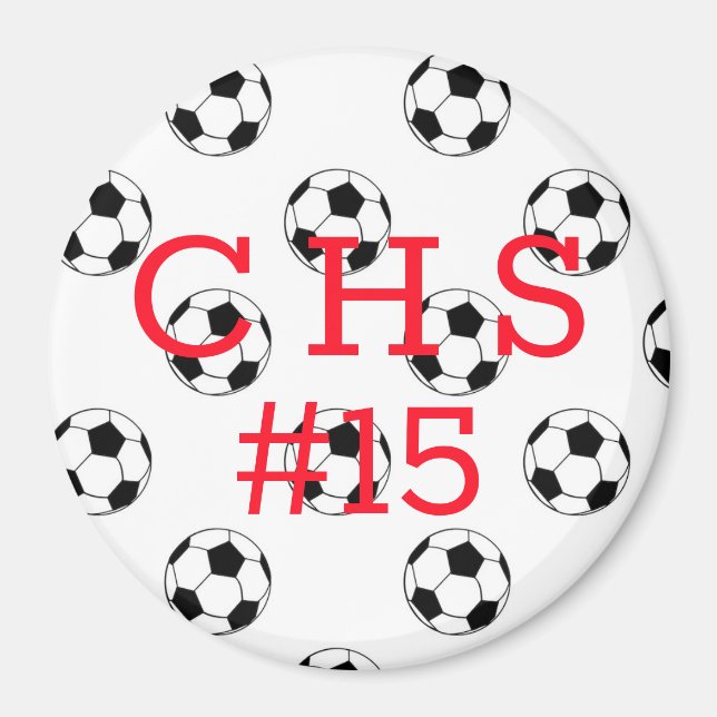 Personalised Team Name & Number Monogram Soccer Magnet (Front)