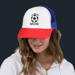 Personalised Team Name Soccer Mum Dad Trucker Hat<br><div class="desc">This cute trucker hat is an ideal choice for displaying your support for your child's soccer squad as you cheer them on from the sidelines. What's even better? You have the opportunity to customise it with your child's team name,  creating a truly unique keepsake!</div>