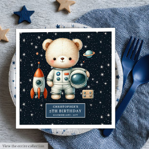 Personalised Teddy Astronaut Napkins Boys Party