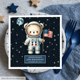 Personalised Teddy Astronaut Napkins Space Party 
