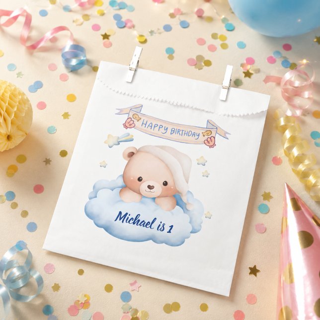 Personalised Teddy Bear 1st Birthday Favour Bag (Creator Uploaded)