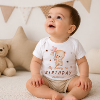 Personalised Teddy Bear 1st Birthday Shirt