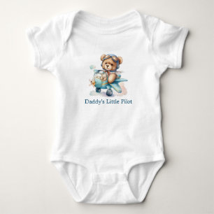 Personalised Teddy Bear Aeroplane Baby Boy Gift Bodysuit