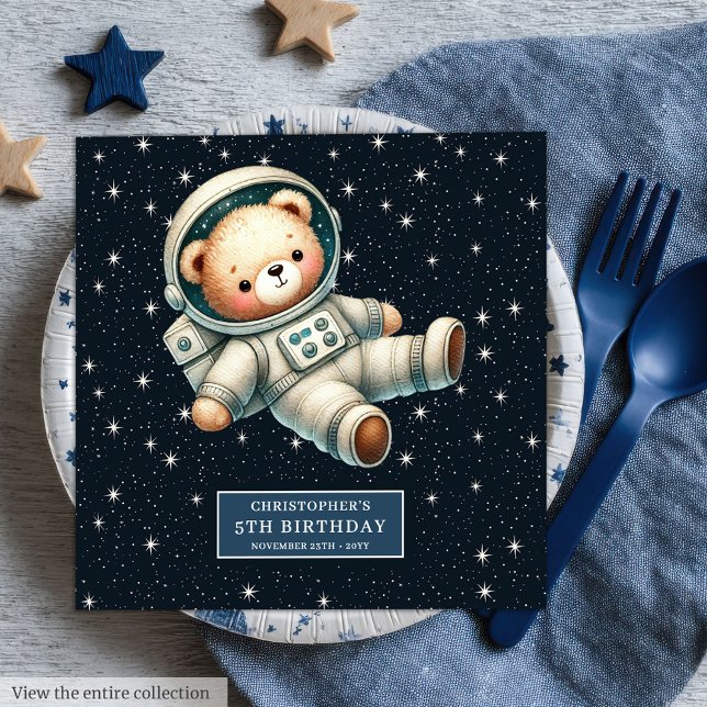 Personalised Teddy Bear Astronaut Napkins for Boys (Personalized Teddy Bear Astronaut Napkins for Boys)