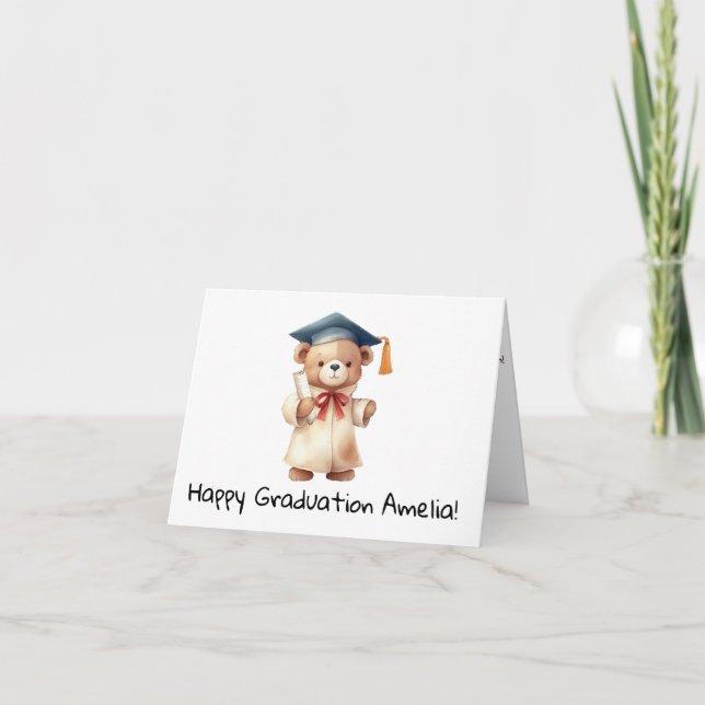 Personalised Teddy Bear Kindergarten Graduation  Card (Front)
