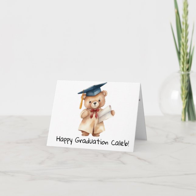 Personalised Teddy Bear Kindergarten Graduation  Card (Front)