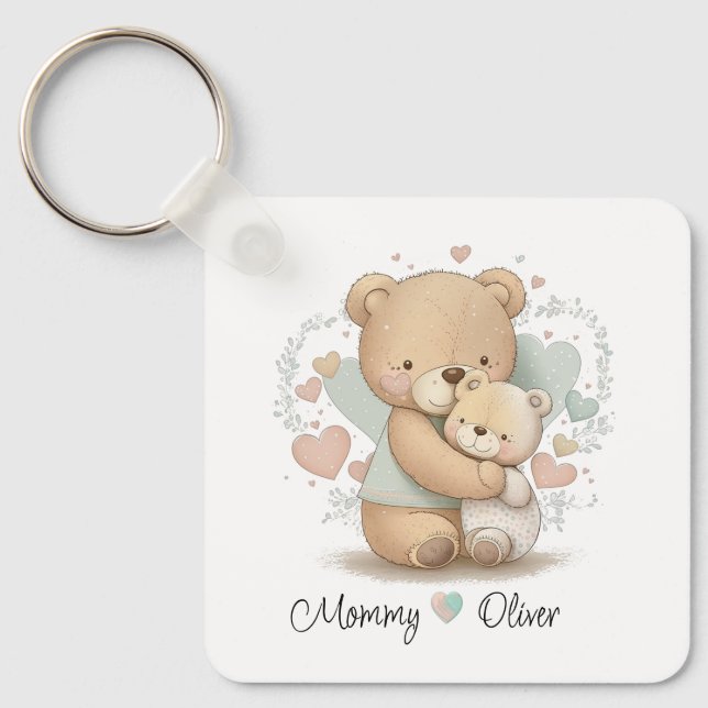 Personalised Teddy Bear Love Baby Keychain (Front)