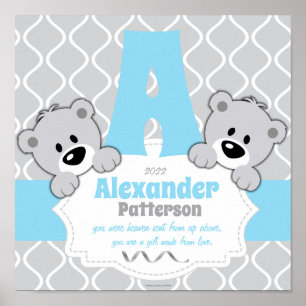Personalised Teddy Bear Nursery Room Poster