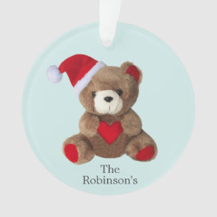 Personalised Teddy Bear on Light Blue Ornament