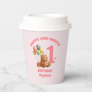 Personalised Teddy Bear ONEderful 1st Birthday Paper Cups