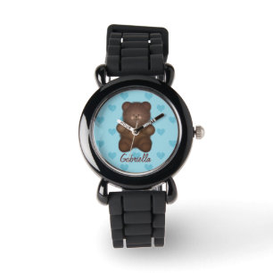Personalised Teddy Bear With Hearts Watch