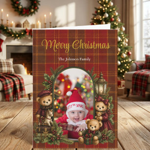Personalised Teddy Bears Family Photo Christmas Holiday Card
