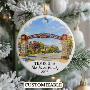 Personalised Temecula Ornament, Custom California Ceramic Tree Decoration