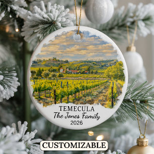 Personalised Temecula Ornament, Custom California Ceramic Tree Decoration