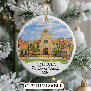 Personalised Temecula Ornament, Custom California Ceramic Tree Decoration