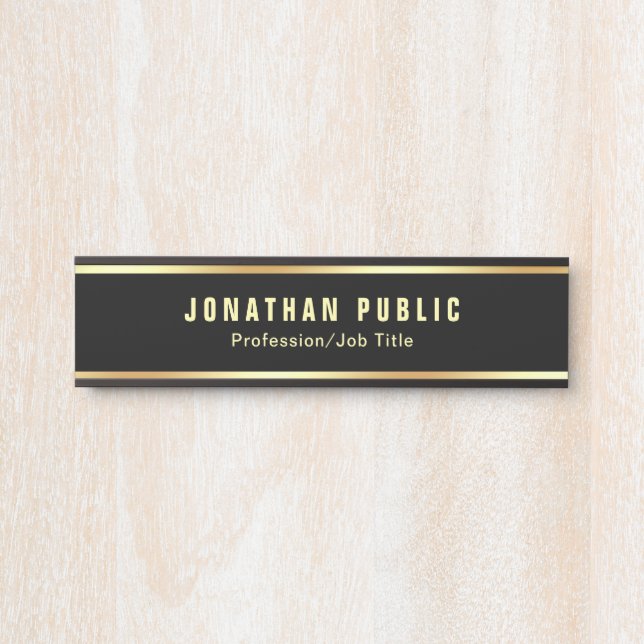 Personalised Template Modern Black And Gold Door Sign (Front)