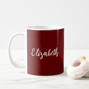 Personalised Template Script Add Name Dark Red Coffee Mug