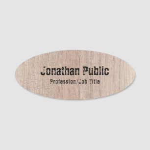 Personalised Template Wood Look Distressed Text Name Tag