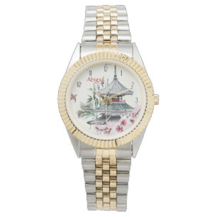 Personalised Temple, Bamboo, Cherry Blossoms Japan Watch
