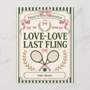 Personalised tennis bachelorette party green beige postcard