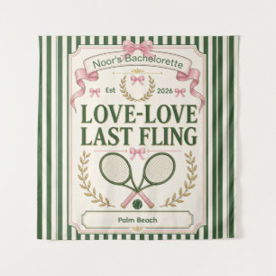 Personalised tennis bachelorette party green beige tapestry