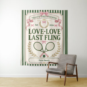 Personalised tennis bachelorette party green beige tapestry