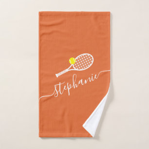 Personalised Tennis Ball Clay Court Script Name Hand Towel