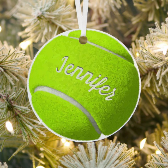 Personalised Tennis Ball  Metal Tree Decoration (Insitu)